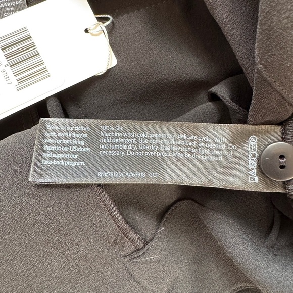 NWT Eileen Fisher Silk Black Ankle Pants - Picture 5 of 6